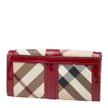Burberry Nova Check Long Wallet In Red
