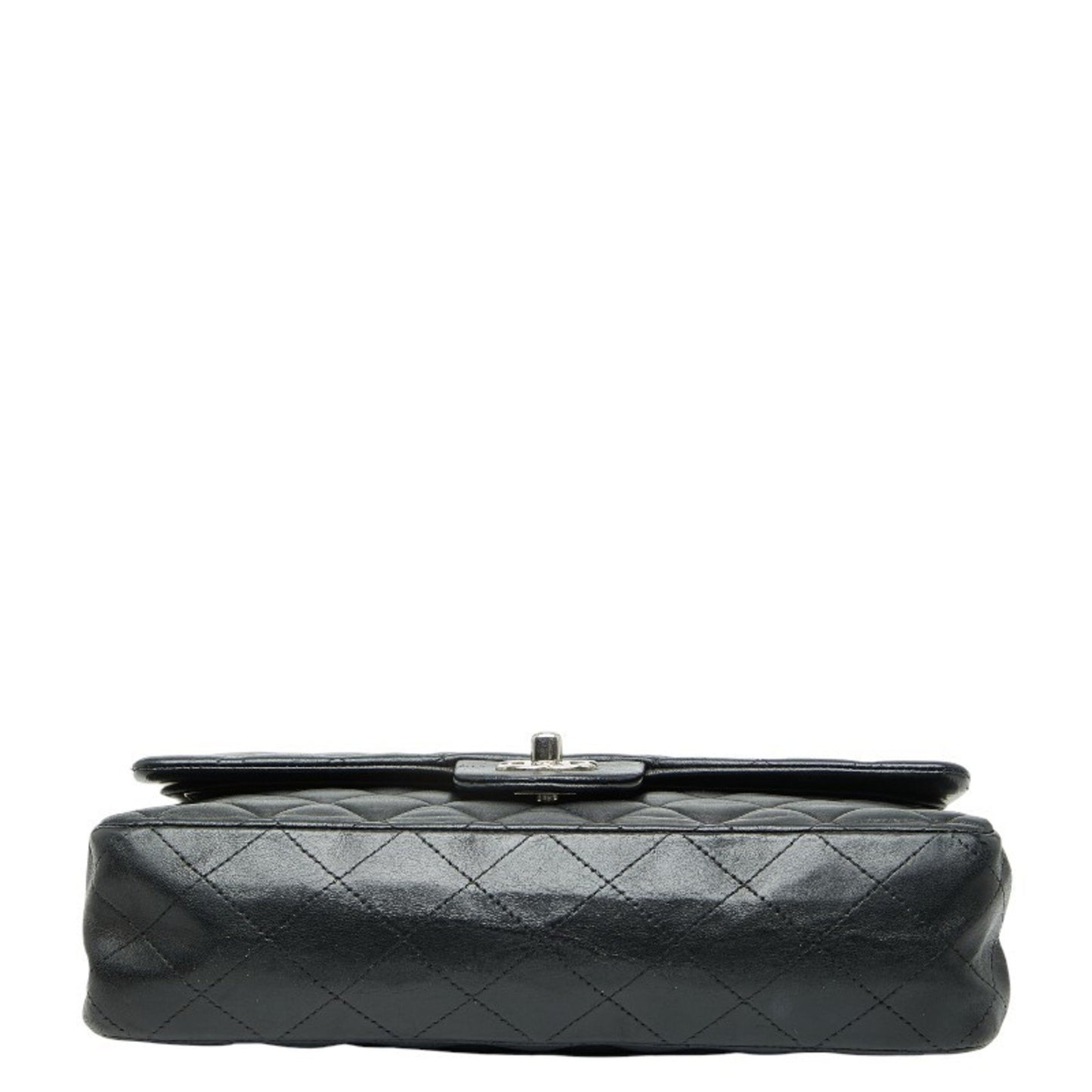 Chanel Matelasse 25 Coco Mark Double Flap Chain Shoulder Bag In Black With Silver Hardware And