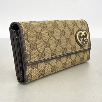 Gucci Gg Canvas Long Wallet 245728 Brown