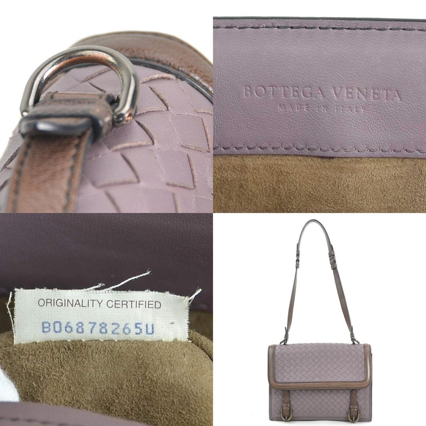 Bottega Veneta Shoulder Bag Intrecciato Leather Purple Brown