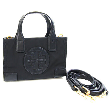 Tory Burch Ella Micro Tote 82444 Black Polyester Leather Small Shoulder Bag Pochette