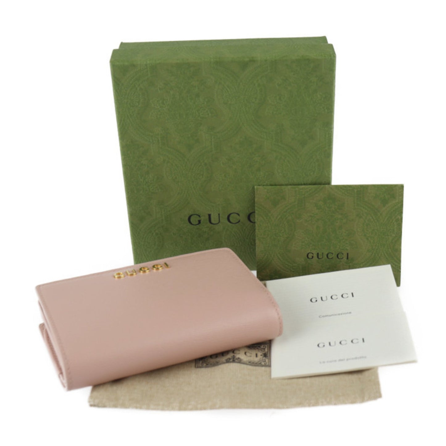 Gucci Script Zip Around Wallet Bi-Fold 772640 Leather Pink L-Shape 2411043010057R1