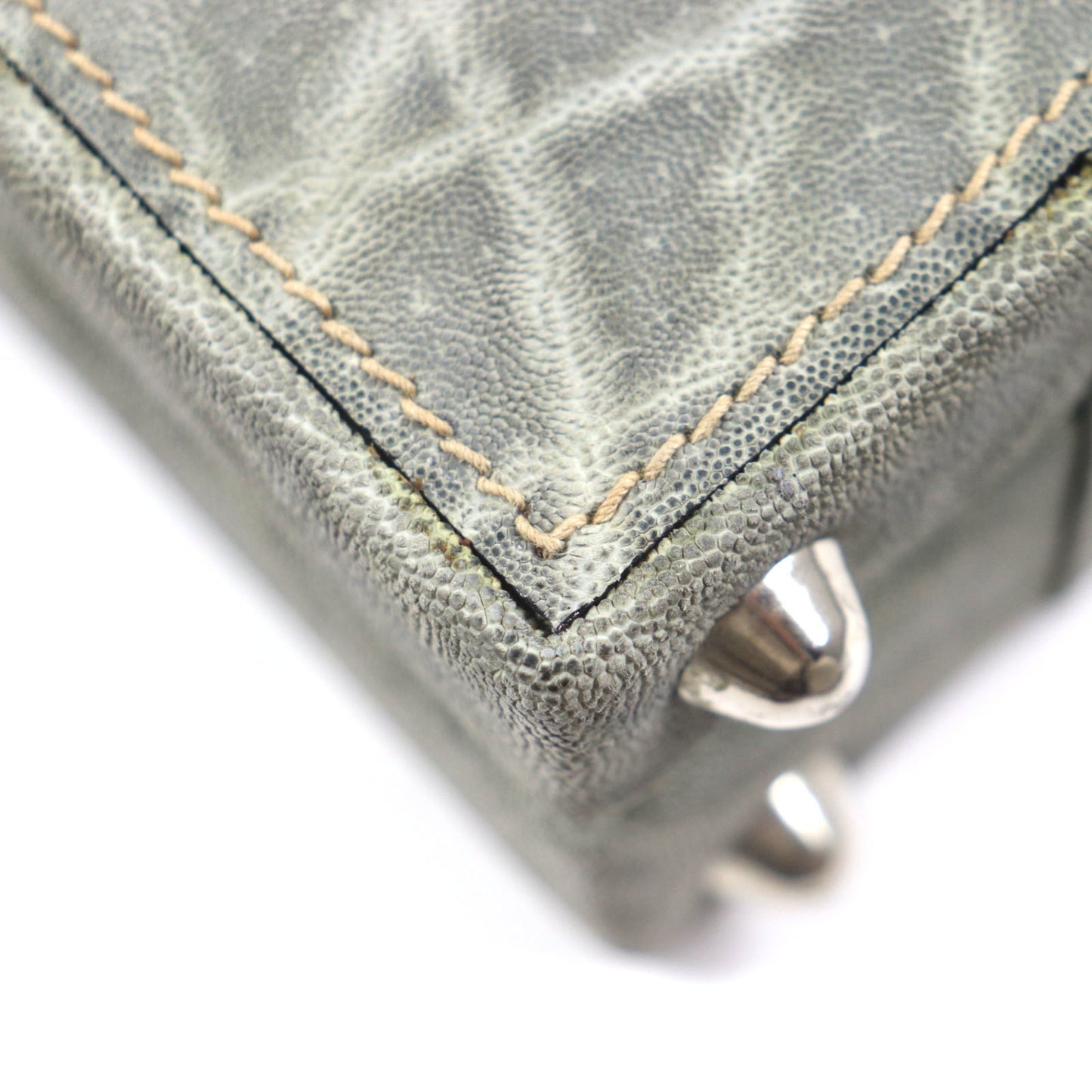 Valextra Vintage Rare Dial Lock Attache Case In Gray Elephant Leather With Dust Bag