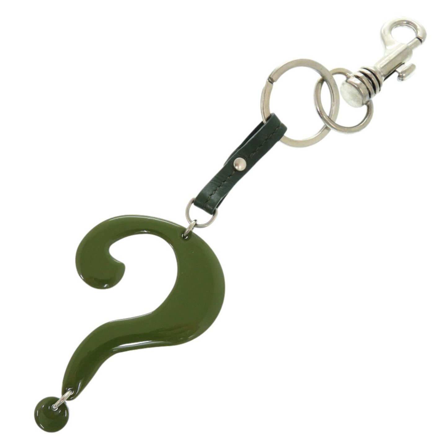 Chlo Chloe Key Ring Question Charm Keychain Metal/Metal Green 1876