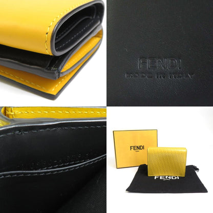 Fendi Trifold Wallet Ff Logo Leather Yellow