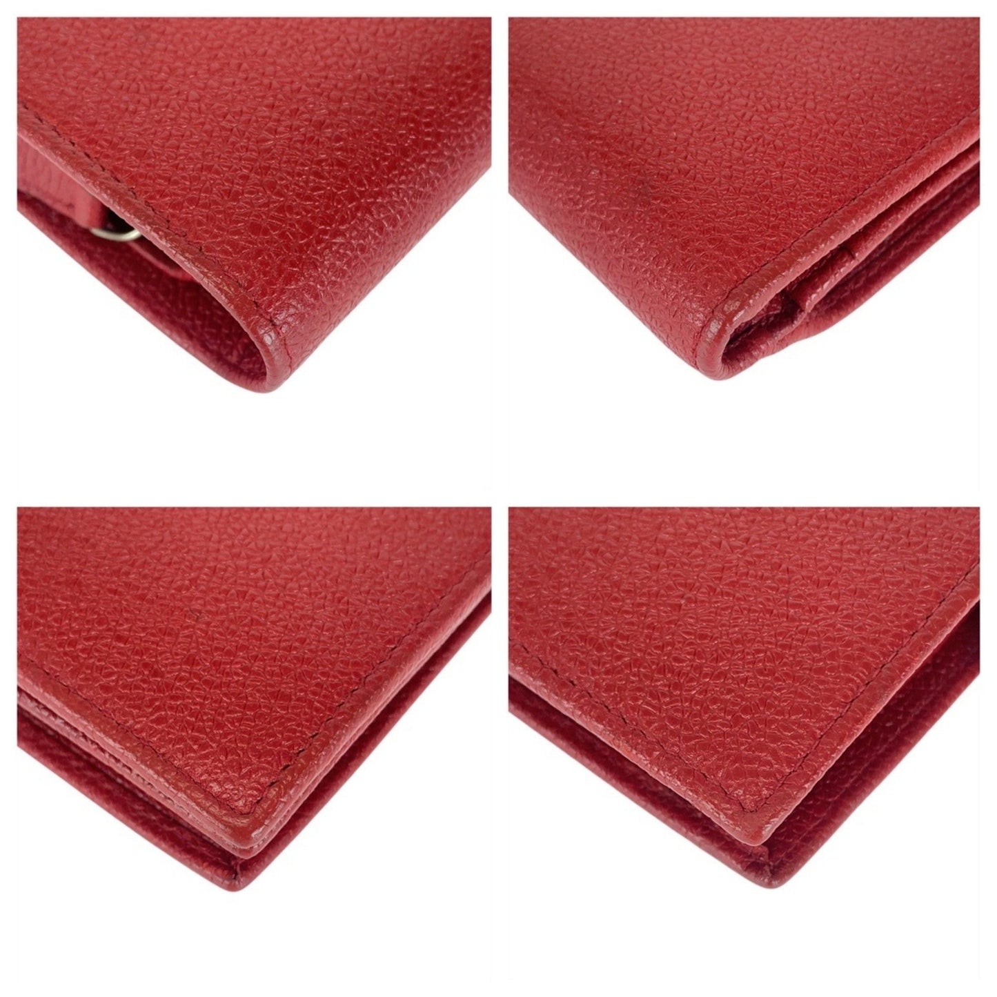 Bvlgari Colore Red Leather Long Wallet With Silver Hardware