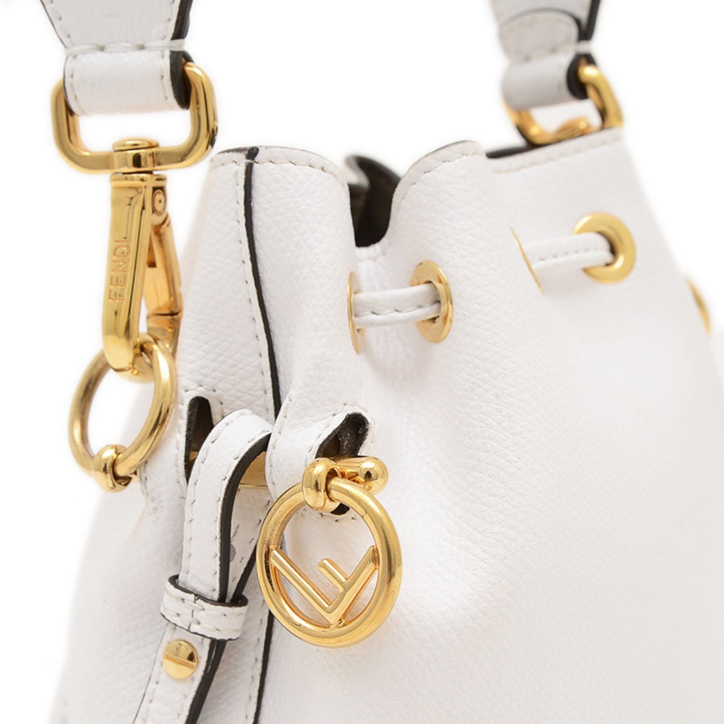 Fendi Montresor Mini Hand Shoulder Bag Leather White 8Bs010 Bp