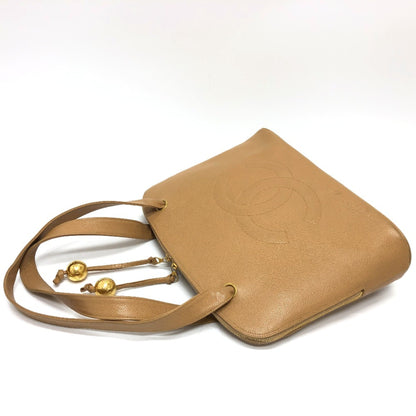 Chanel Coco Ball Bag Shawl Tote Bag Beige Goldhardware