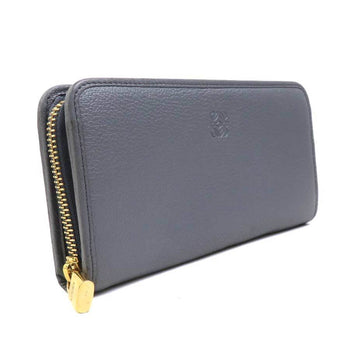 Loewe Round Long Wallet Anagram Leather Gray Gold