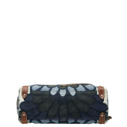 Miu Miu Miu Logo Flower Hana Handbag Tote Bag In Navy