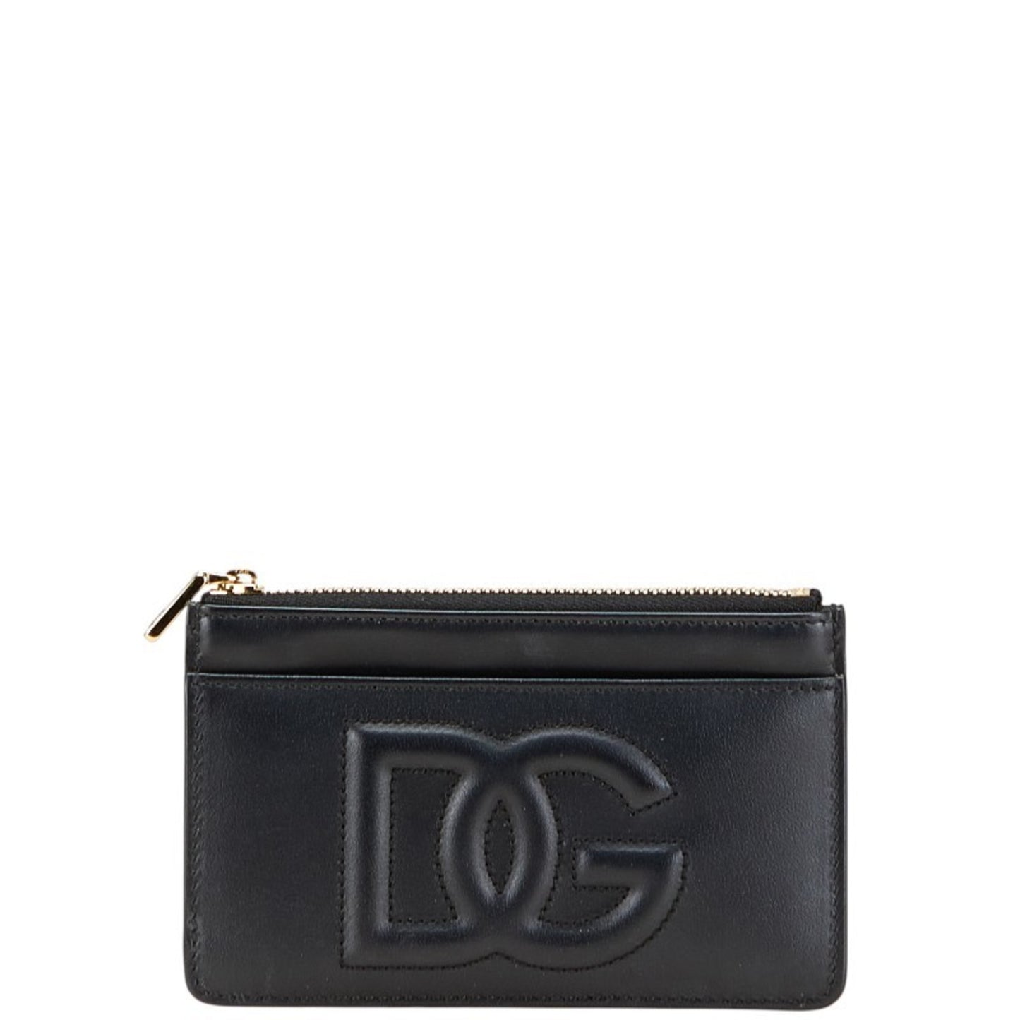 Dolce & Gabbana Dg Logo Business Card Case Fragment Black Calf Leather