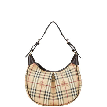 Burberry Nova Check One-Shoulder Bag Handbag Beige Brown Pvc Leather