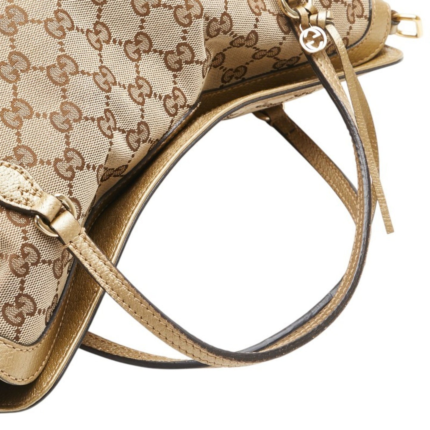 Gucci Gg Canvas Brie Handbag/Shoulder Bag 2Way 353120 Beige Gold Leather