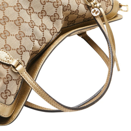 Gucci Gg Canvas Brie Handbag/Shoulder Bag 2Way 353120 Beige Gold Leather