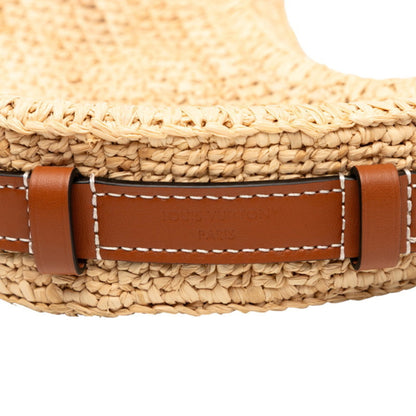 Louis Vuitton Croissant Shoulder Bag M24811 Beige Brown Raffia Leather