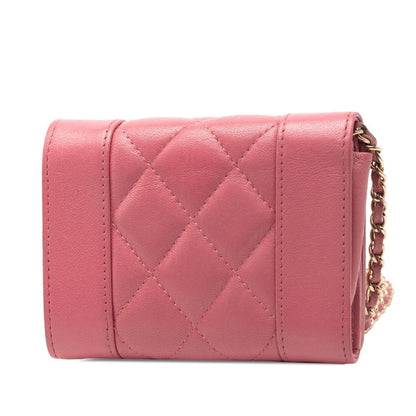 Chanel Coco Mark Mademoiselle Mini Chain Wallet Shoulder Bag In Pink Lambskin