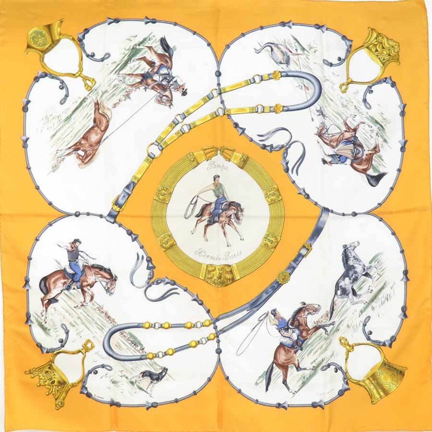 Hermes Hermes Scarf/Muffler Carre 90 Silk Yellow Multicolor