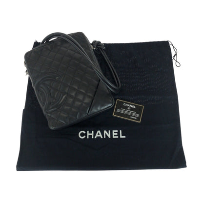 Chanel Matelasse Coco Mark Black Lambskin Shoulder Bag With Silver Hardware