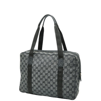 Gucci Gg Canvas Business Bag Handbag 282529 Gray Black Leather