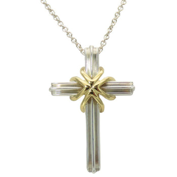Tiffany Necklace Signature Cross Silver 925 K18Yg Approx. 7.8G Yellow Gold Combination