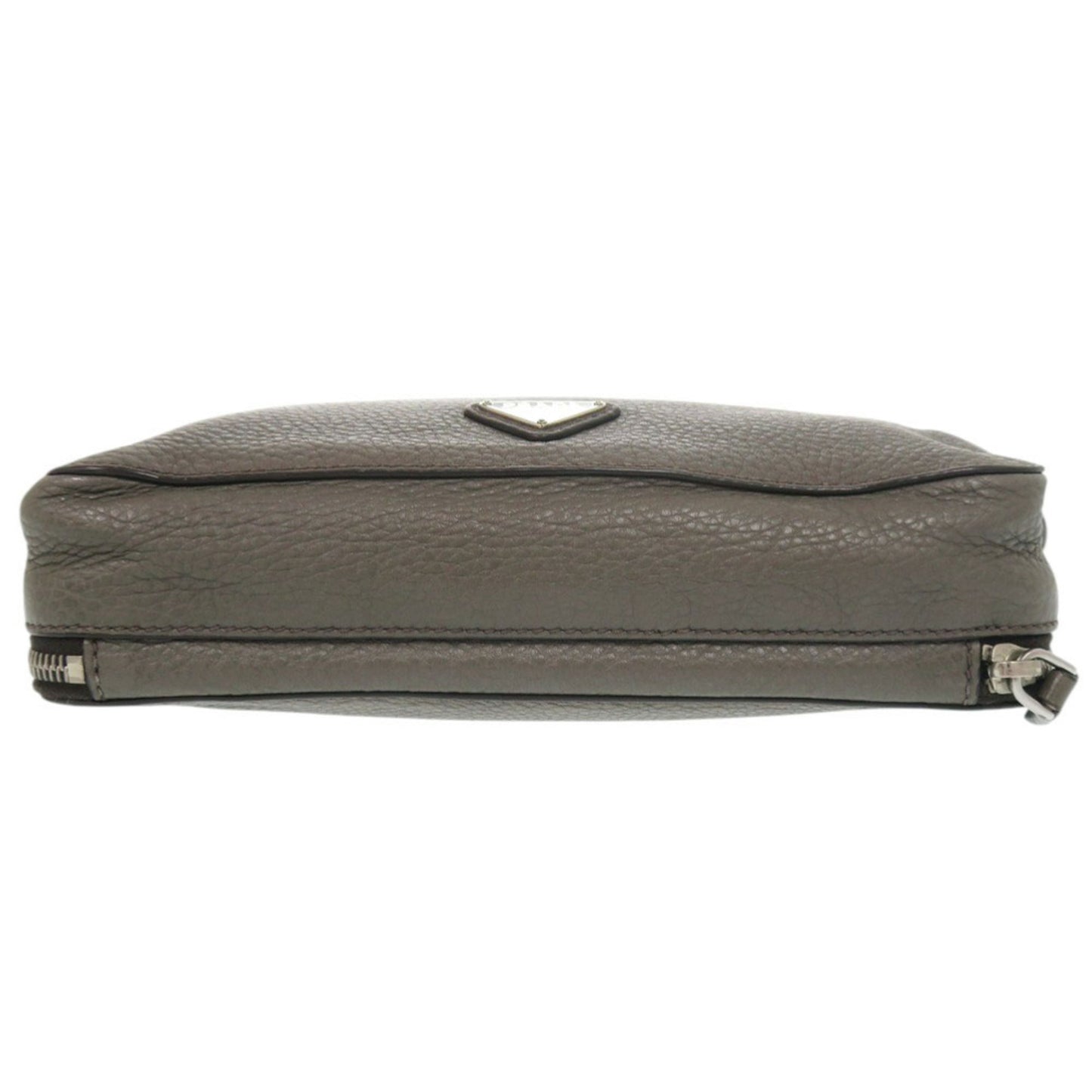 Prada Triangle Logo Leather Gray Second Bag Clutch 0188 Prada