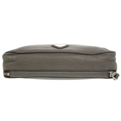 Prada Triangle Logo Leather Gray Second Bag Clutch 0188 Prada