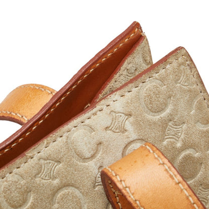Celine Macadam Handbag In Beige Suede