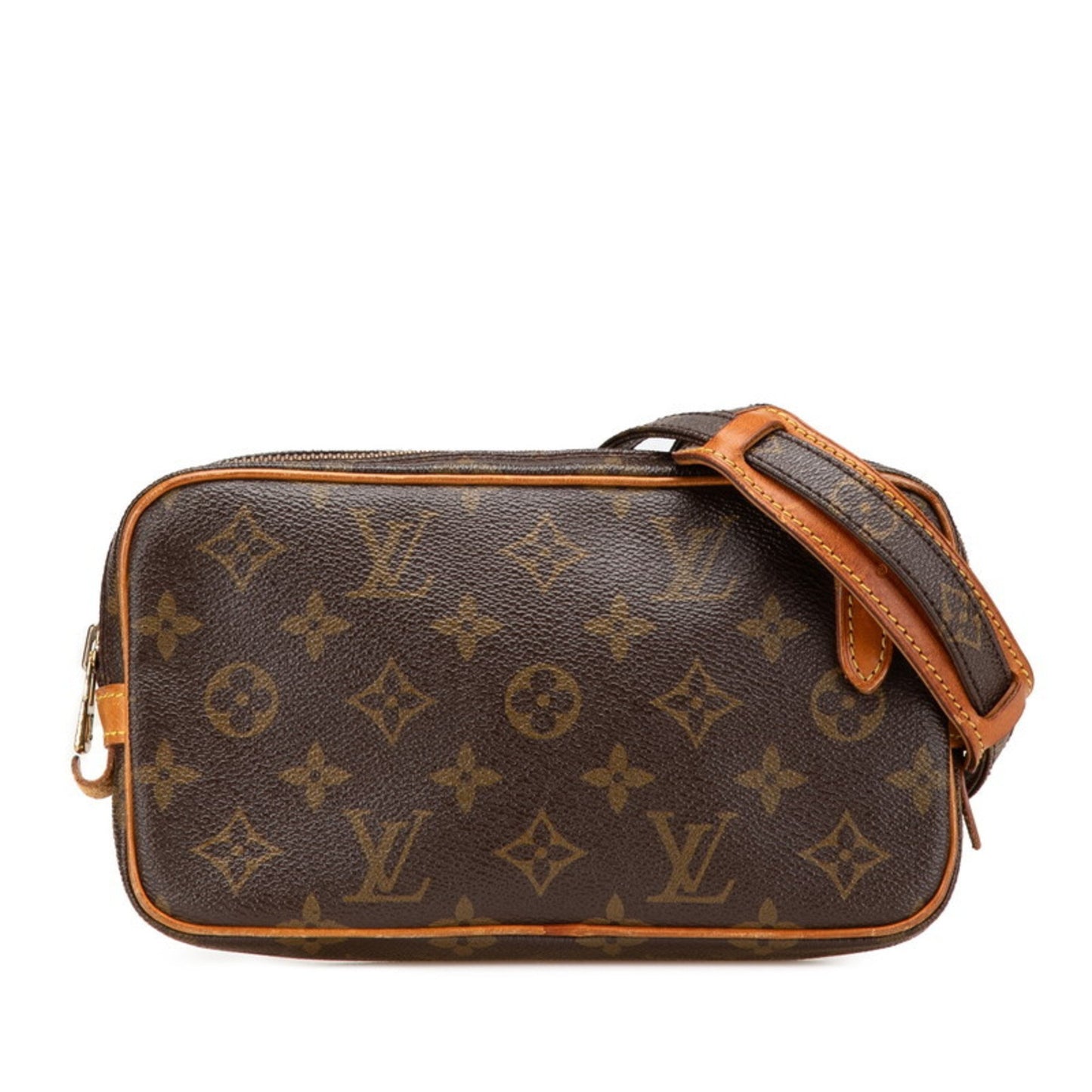 Louis Vuitton Monogram Pochette Marly Bandouliere Crossbody Shoulder Bag M51828 Brown Leather