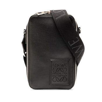Loewe Anagram Shoulder Bag In Black Leather