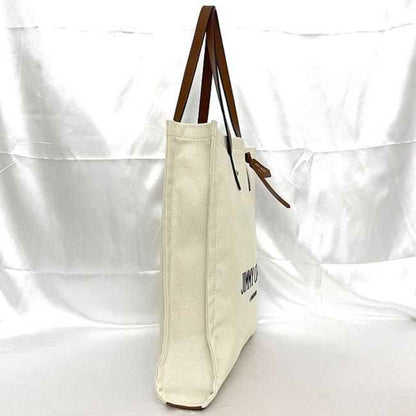 Jimmy Choo Tote Bag Natural White Brown Ec-19954 Canvas Leather Jimmy Choo A4