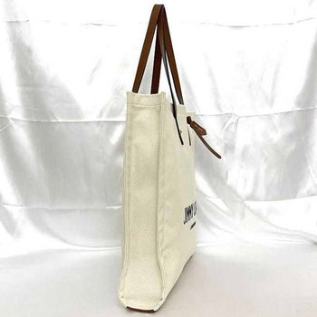 Jimmy Choo Tote Bag Natural White Brown Ec-19954 Canvas Leather Jimmy Choo A4