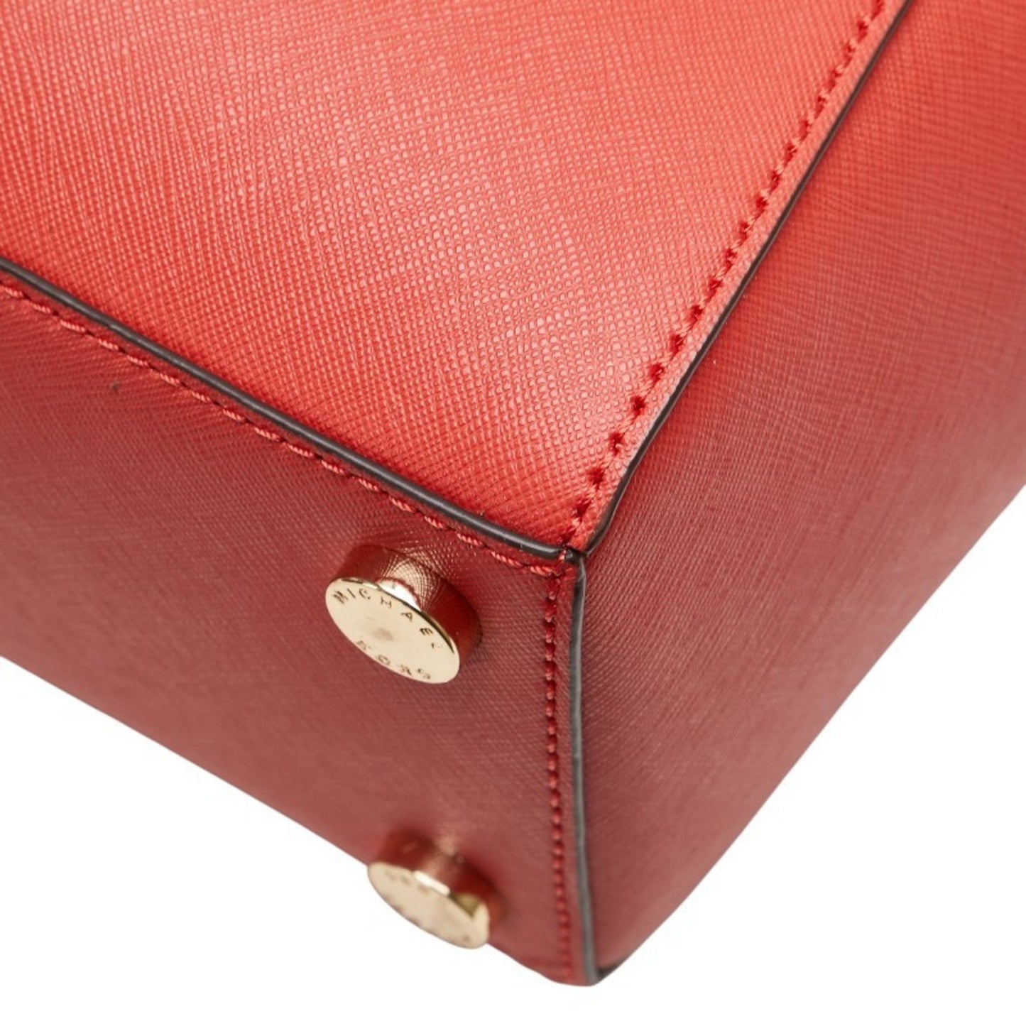 Michael Kors Logo Hardware Handbag Tote Bag Red Leather