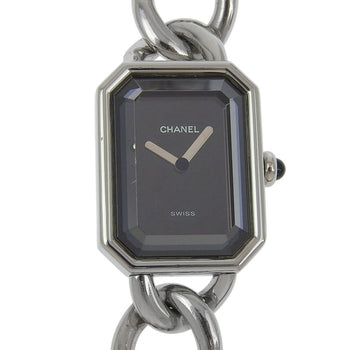 Chanel Premiere M Watch H0452 Stainless Steel Quartz Analog Display Black Dial
