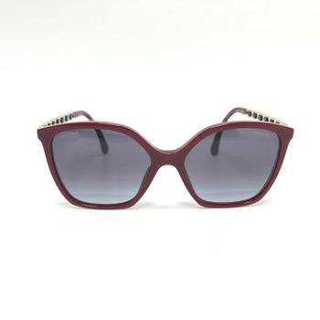 Chanel 5546-Q-A Coco Mark Chain Square Shape Calfskin Sunglasses
