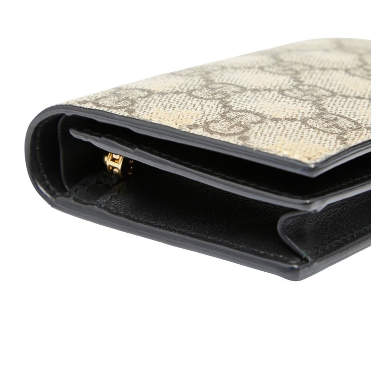 Gucci Bee Print Gg Supreme Bifold Wallet 508757 Beige Brown Gold