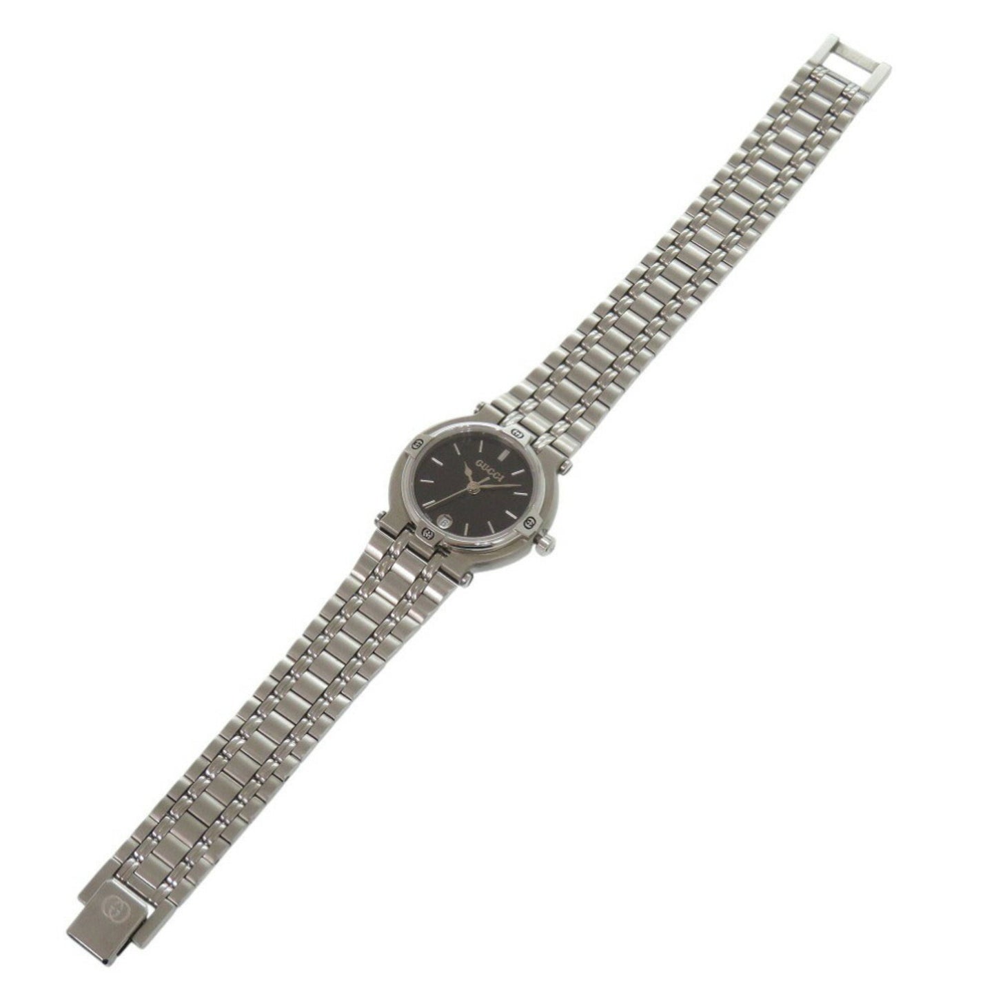 Like New Gucci 9100L Stainless Steel Black And Silver Quartz Watch With Dial