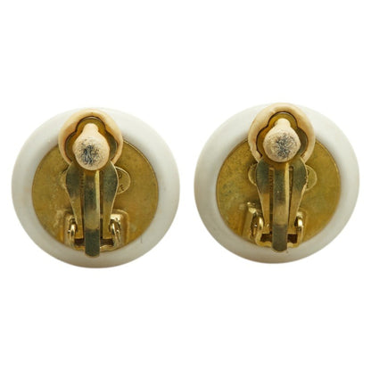 Chanel Coco Mark Earrings White Gold Plated Resin