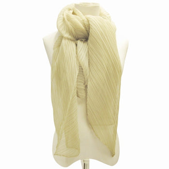 Pleats Please Issey Miyake Pleated Scarf/Shawl/Muffler In Beige