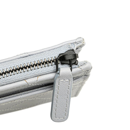 Chanel Matelasse Coco Mark Business Card Case Compact Wallet Purple Leather