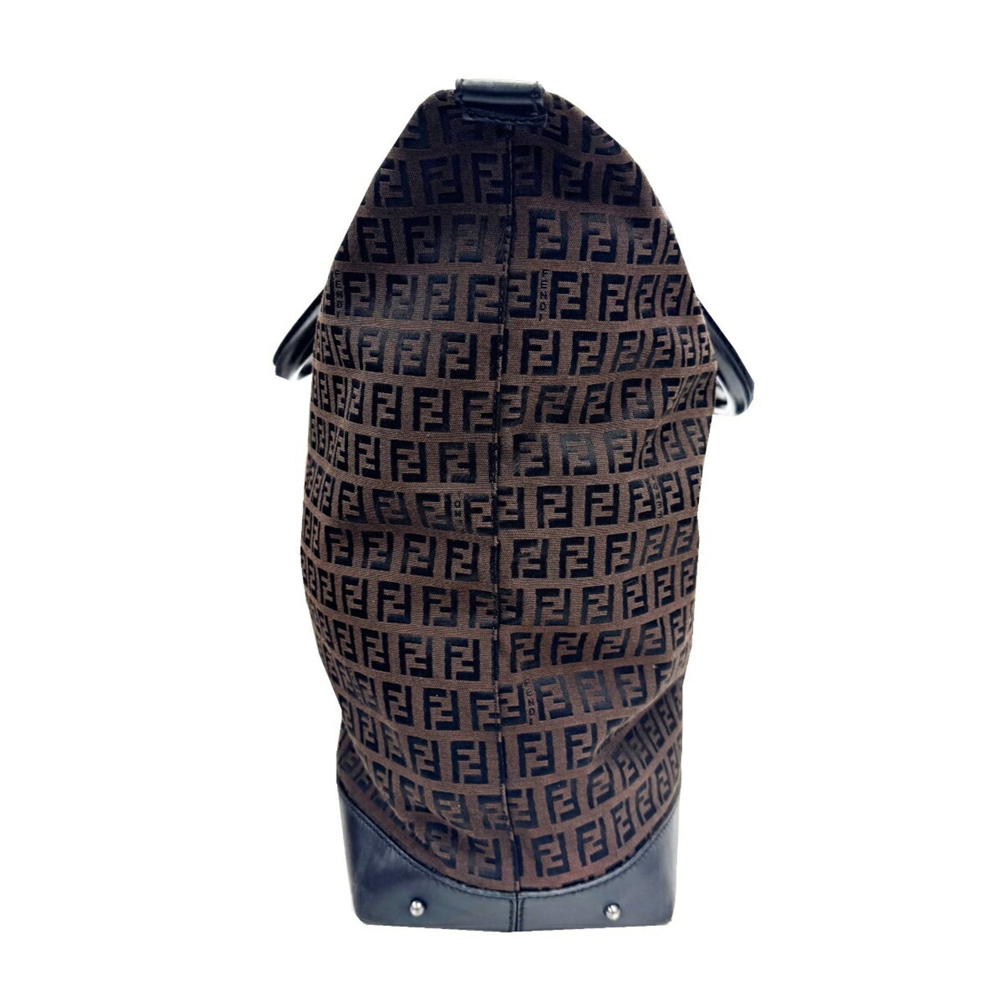 Fendi Zucchino Handbag Tote Bag Canvas Leather