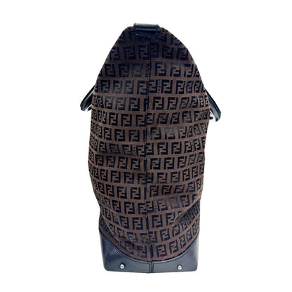 Fendi Zucchino Handbag Tote Bag Canvas Leather