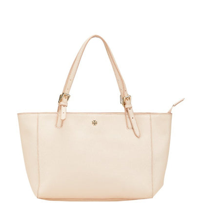 Tory Burch Tote Bag Shoulder Pink Beige Leather