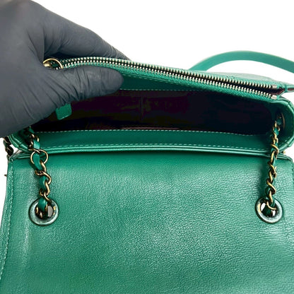 Seal No. 23 Chanel Coco Curve Deca Calf Leather Chain Shoulder Bag Green 110-3