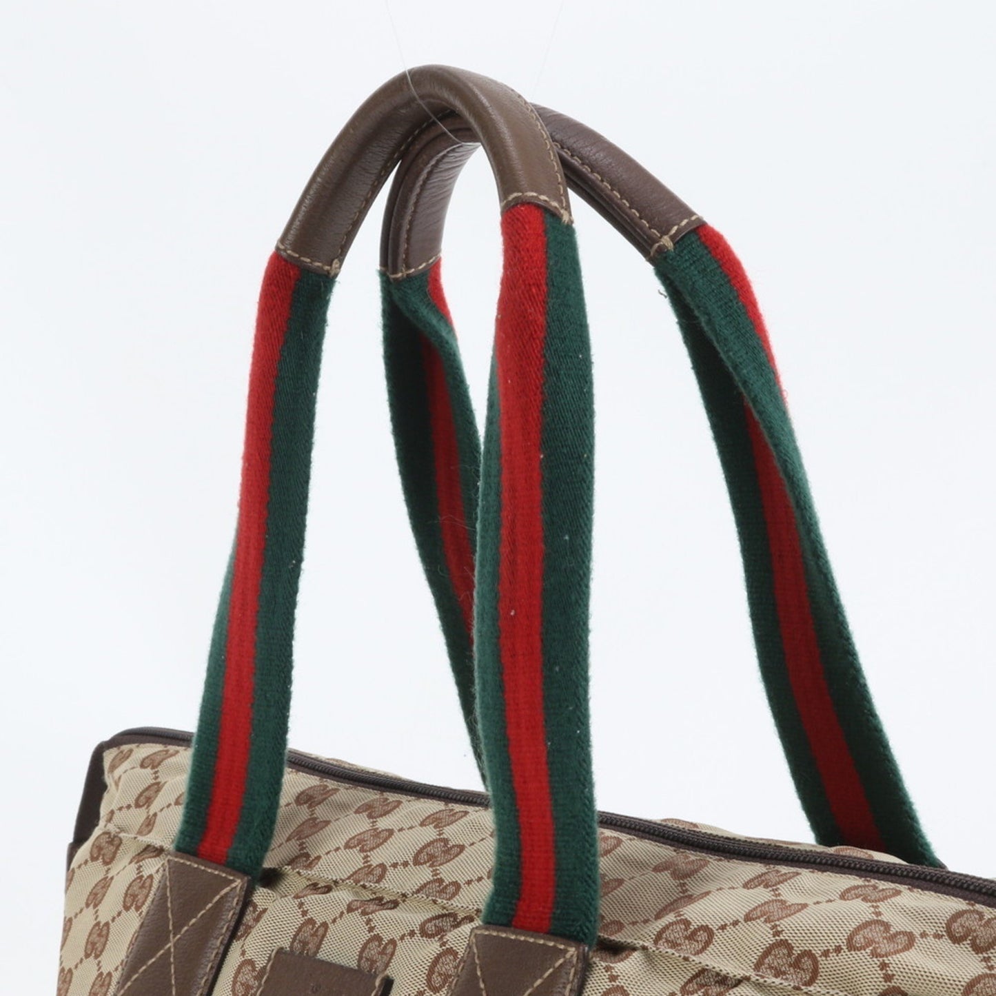 Gucci Gg Canvas Sherry Line Leather Tote Bag
