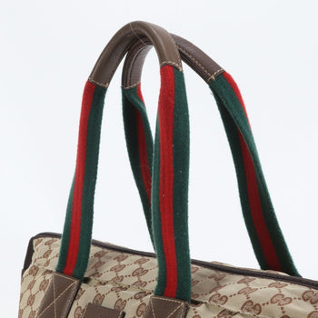 Gucci Gg Canvas Sherry Line Leather Tote Bag