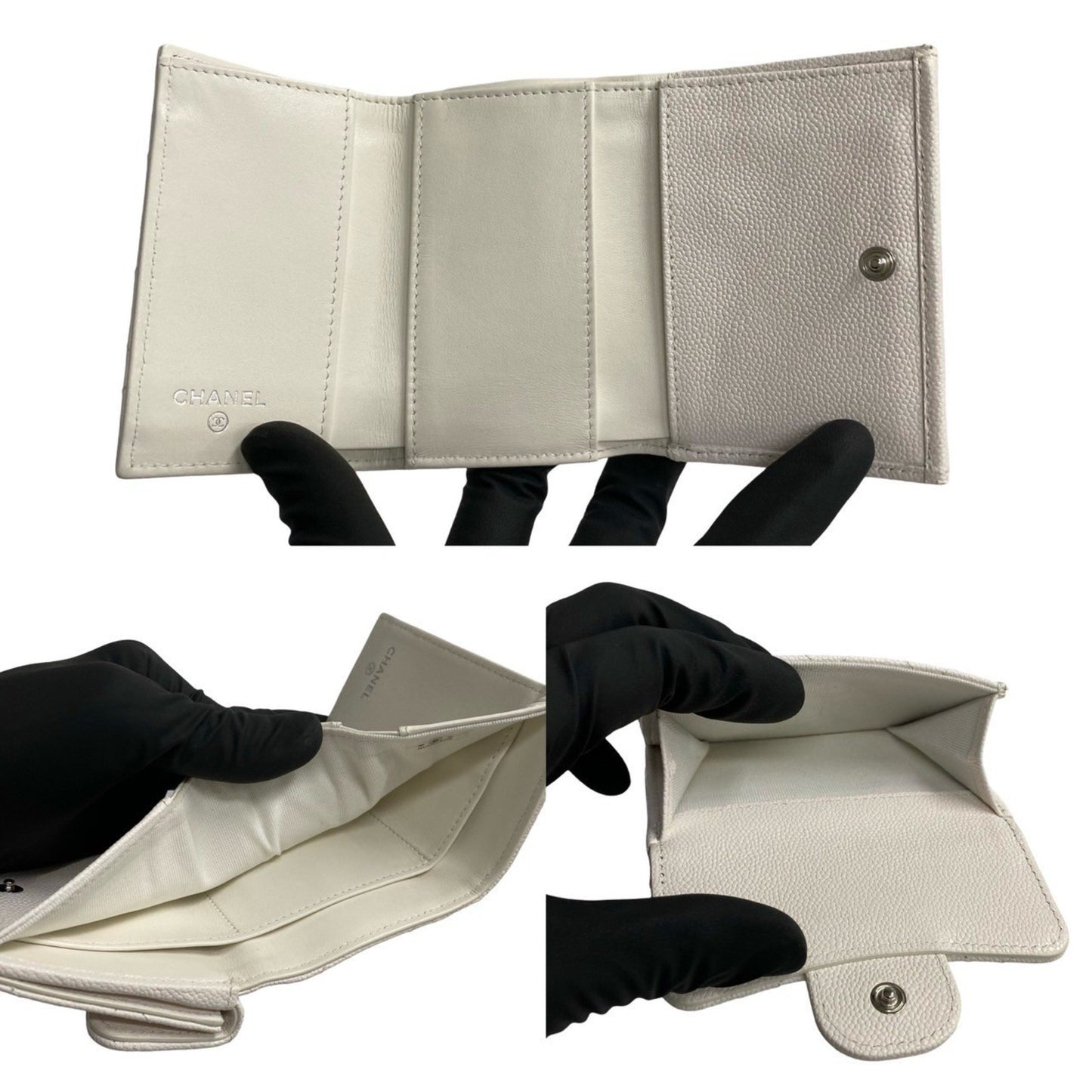 Chanel Matelasse Coco Mark Leather And Caviar Skin Tri-Fold Wallet