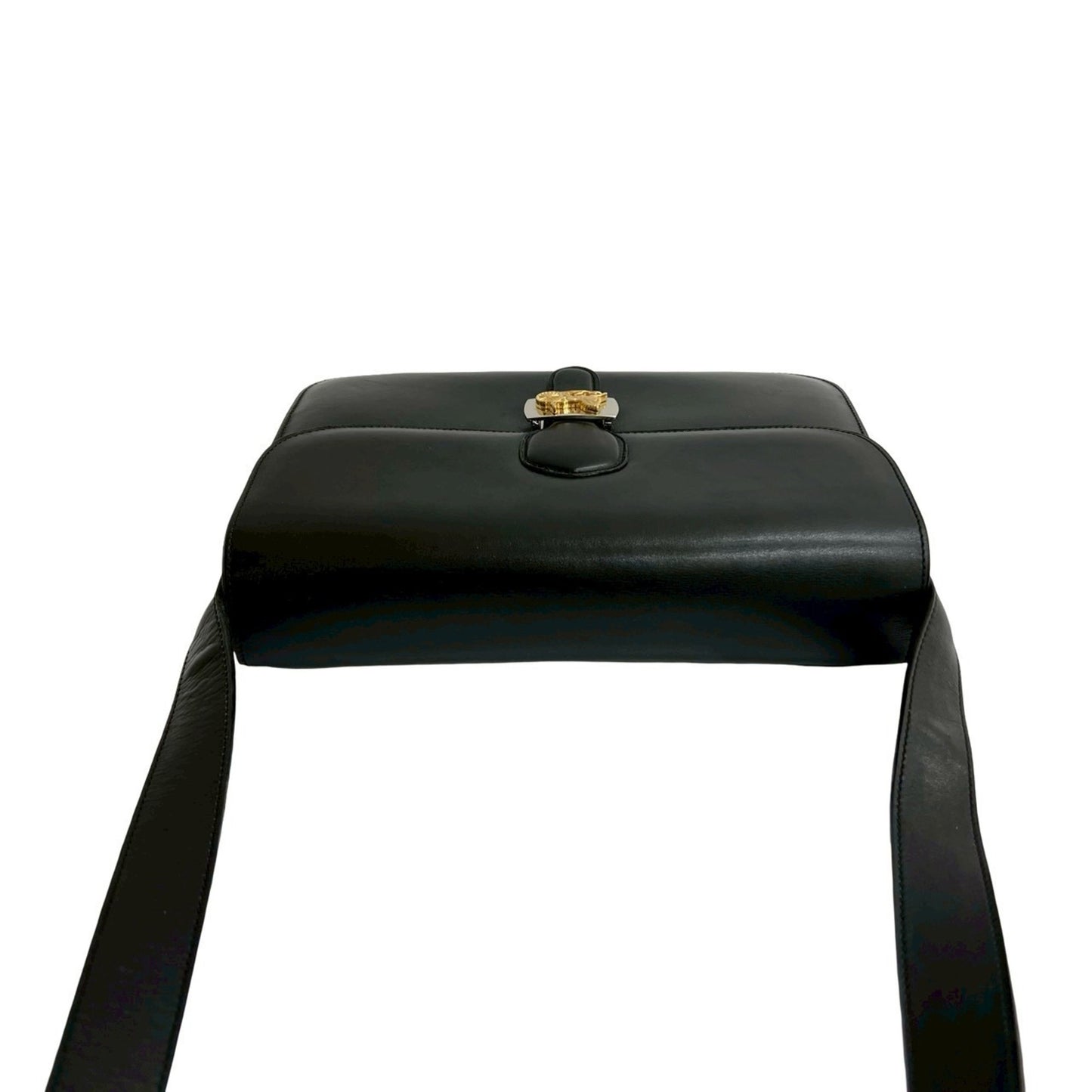 Celine Vintage Carriage Hardware Calf Leather Shoulder Bag/Pochette/Sacoche In Black