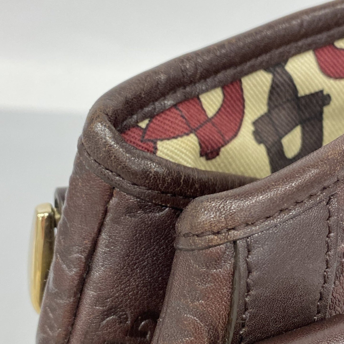 Gucci Tote Bag Guccissima 130736 Leather Dark Brown Champagne