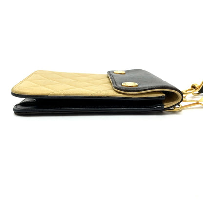 Chanel Bag Pouch Pochette Waist Pouch Black X Beige Goldhardware