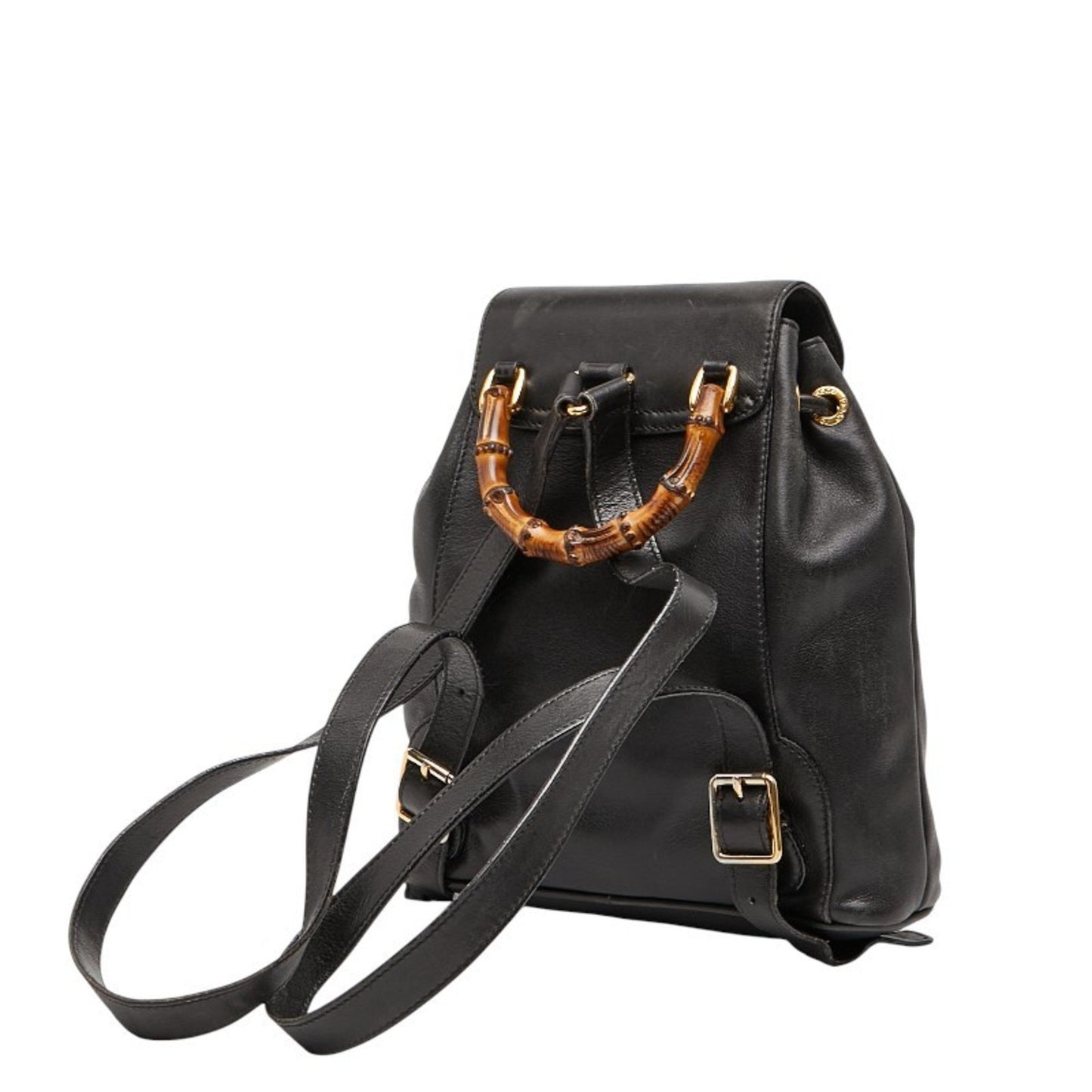 Gucci Bamboo Backpack 003 1705 0030 Black Suede Leather